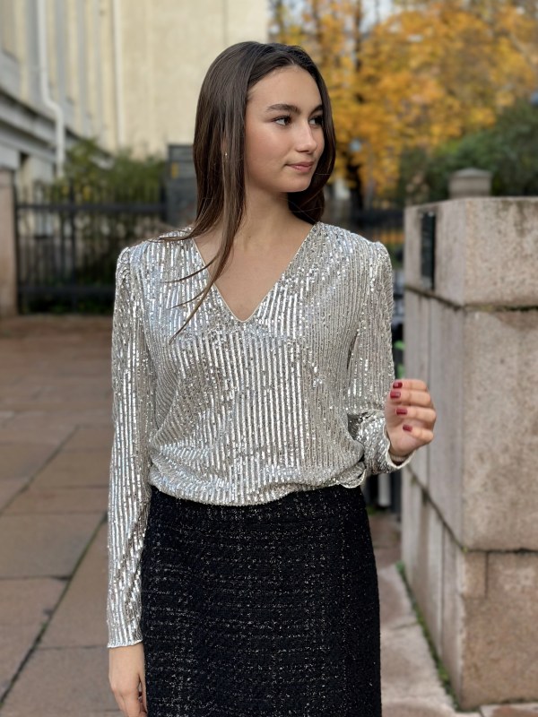 Edda Silver Blouse Silver Grey