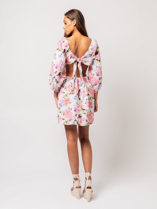 Eva Linen Dress Pink Peony