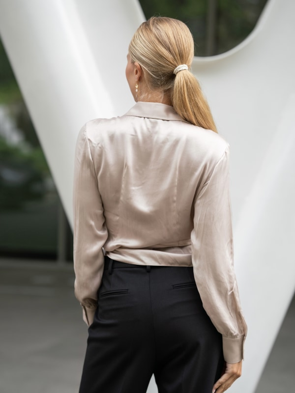 Matt Wrap Blouse Champagne