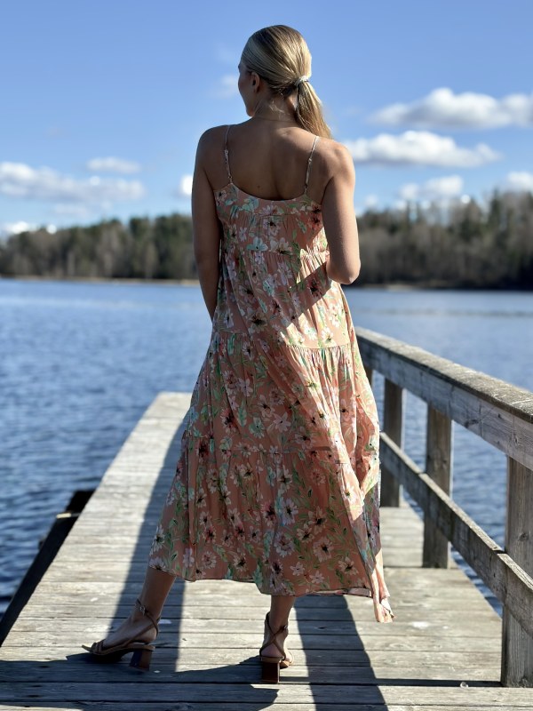 Jolanta Strap Dress Cream Print