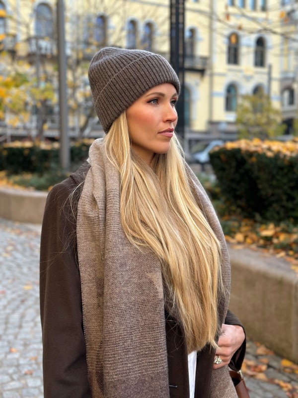 Alex Rib Lue i Kasjmir og Ull Light Brown