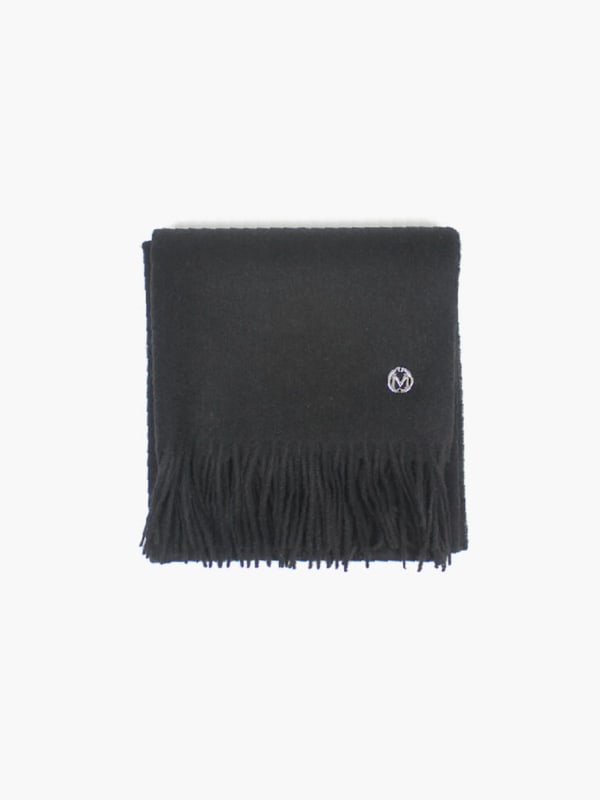 Ensfarget Lammeullskjerf Black