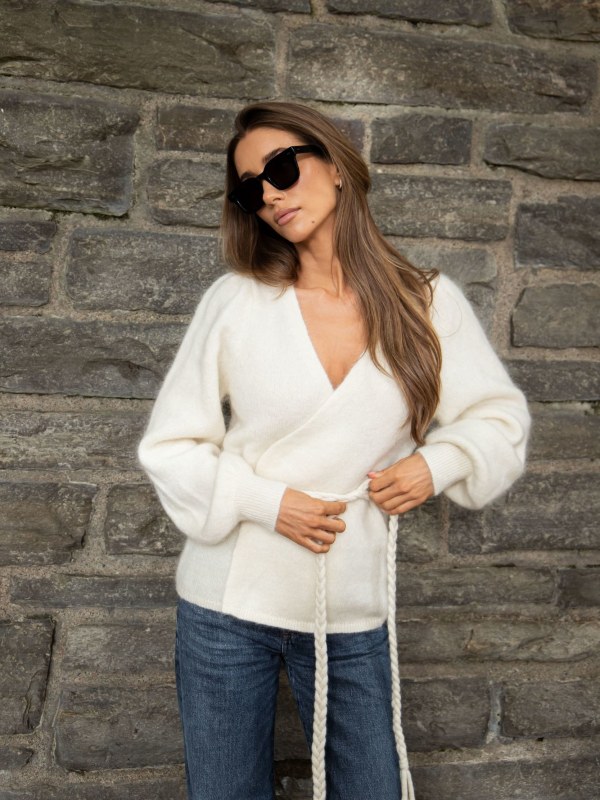 Marion Mohair Belt Cardigan Offwhite