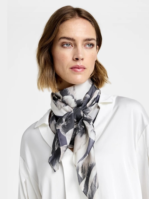 Allis Printed Silk Scarf Pale Sand