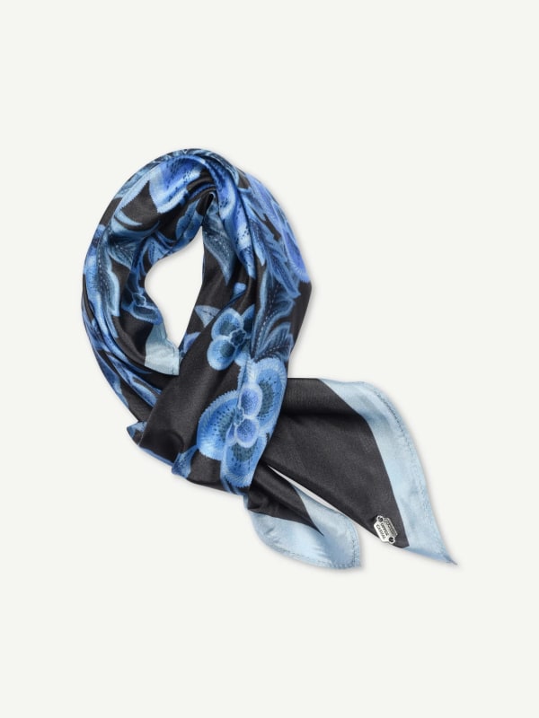 Allis Printed Silk Scarf Dull Black