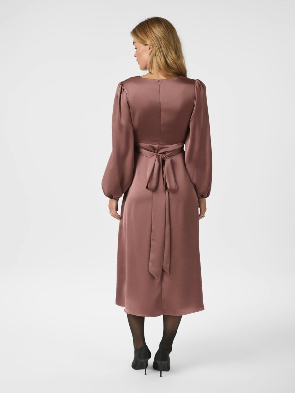 Rimini Heavy Sateen Dress Dark Rose