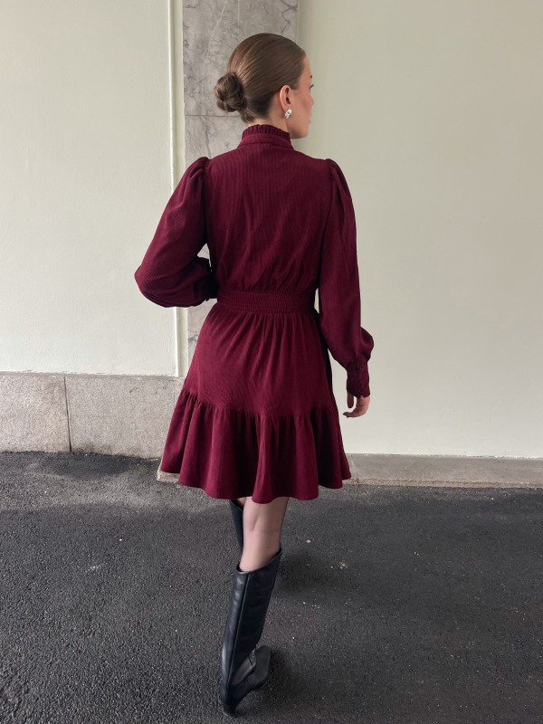 Liv Cord Solid Dress Wine
