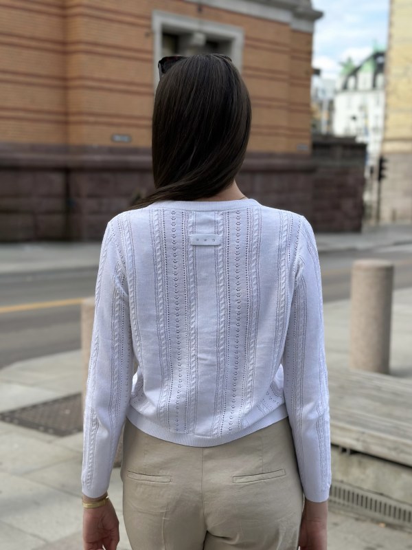 Karin Linen Cable Sweater Ecru