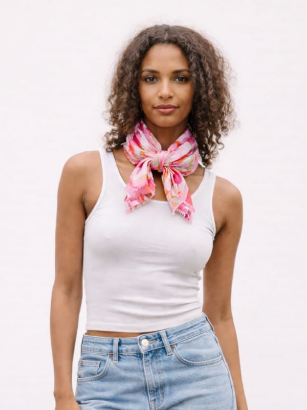 Saint Tropez Petite Silk Scarf Pink/Berry