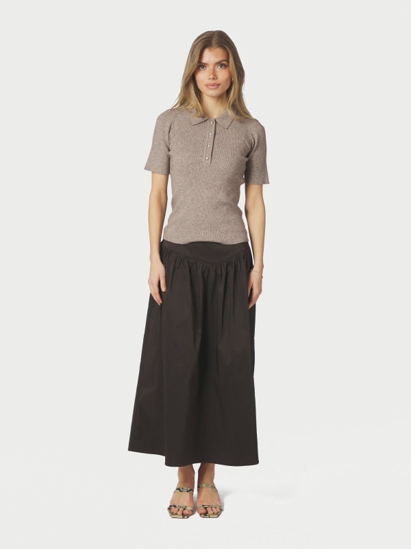 Anais Poplin Skirt Chocolate Brown