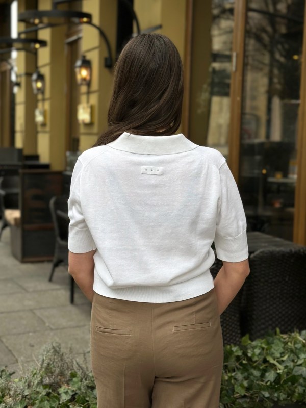 Borgny Linen Knit Top White