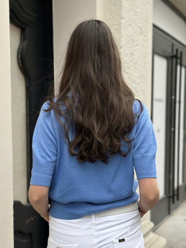 Borgny Linen Knit Top Sky blue