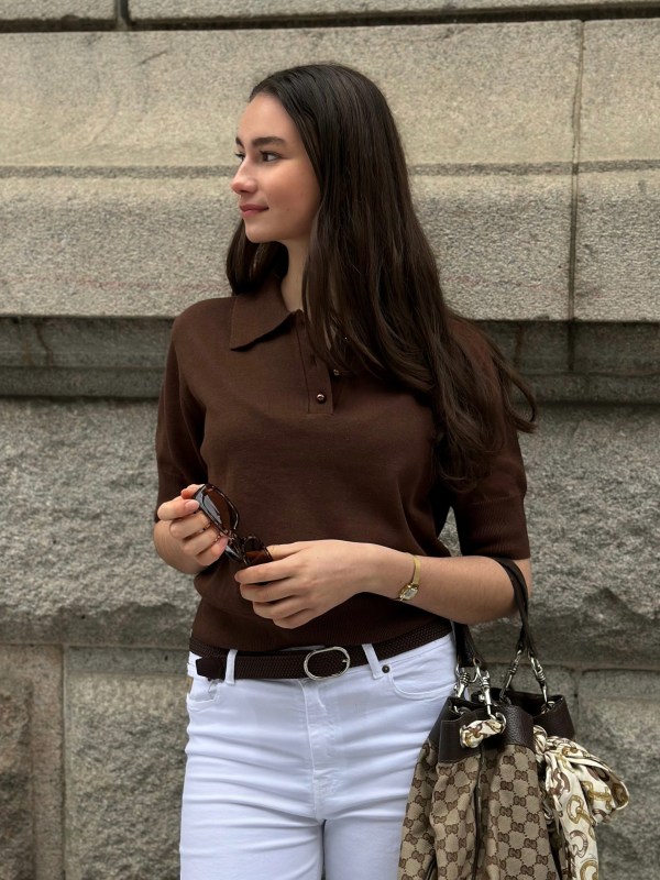 Borgny Linen Knit Top brown