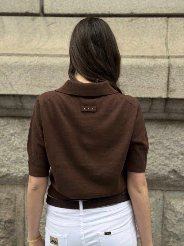 Borgny Linen Knit Top brown
