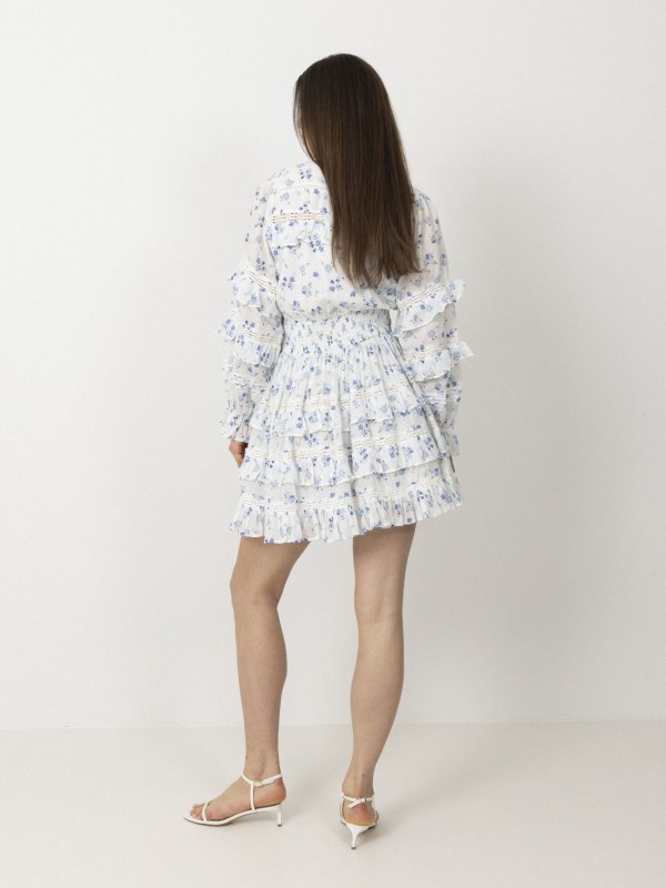 Sol Cotton Flower Dress Blue Flower