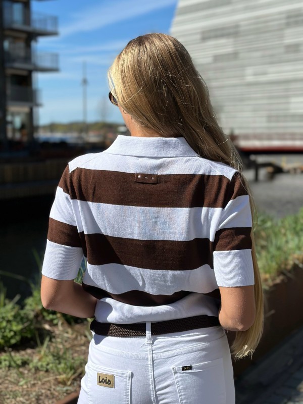Borgny Linen Knit Top Brown/White