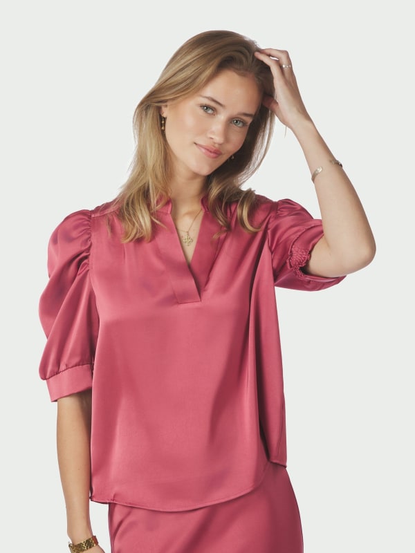 Roella Heavy Sateen Blouse Cherry Pink