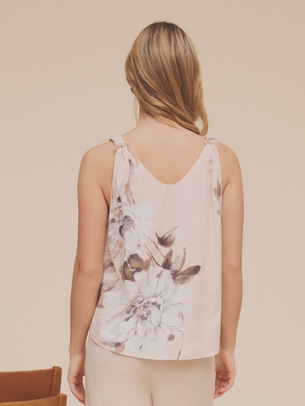 Nelli, strap top Peach Dust w. Print