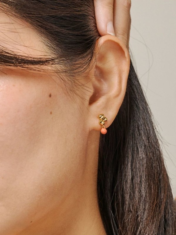 Earrings, Nara Ball Light Coral