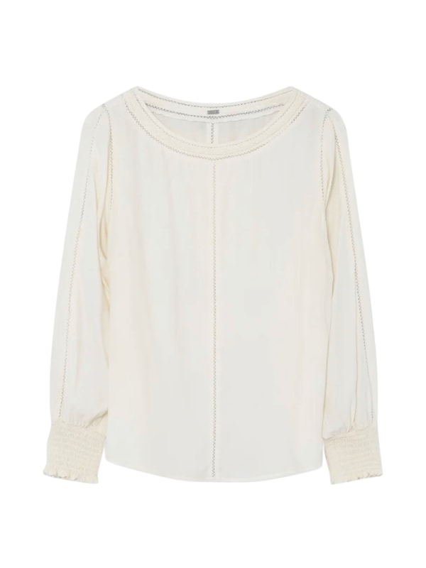Meri, boat neck blouse Off White