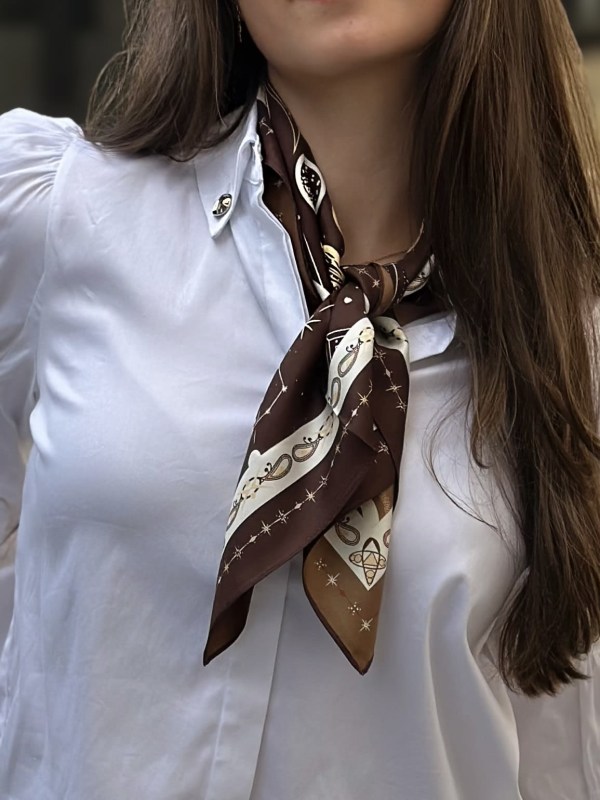 Luna Silk Scarf Mørk Brun