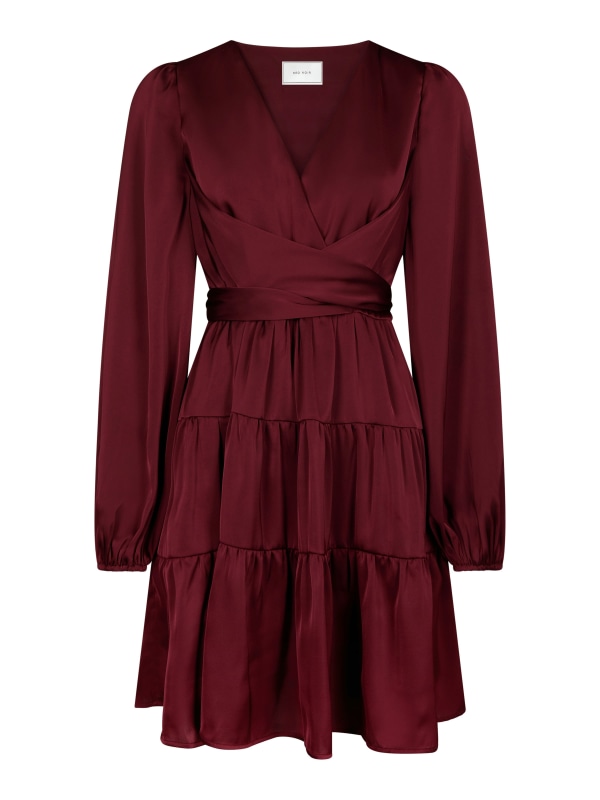Vivina Drapy Satin Dress Burgundy