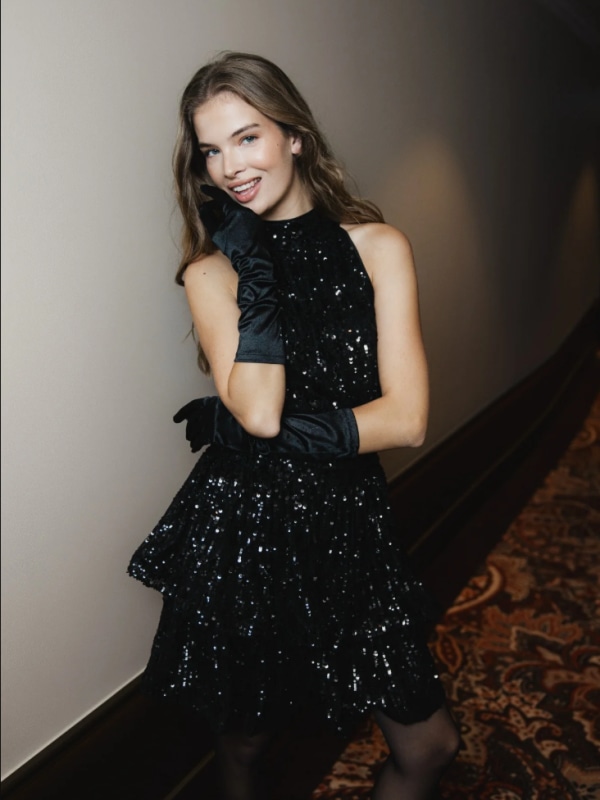 Iduna Sequin Mini Dress Black