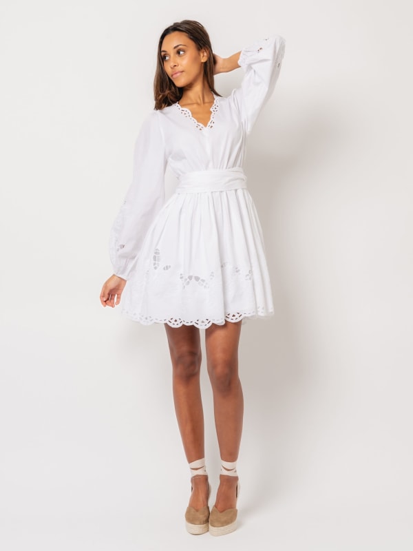 Frida Poplin Dress White