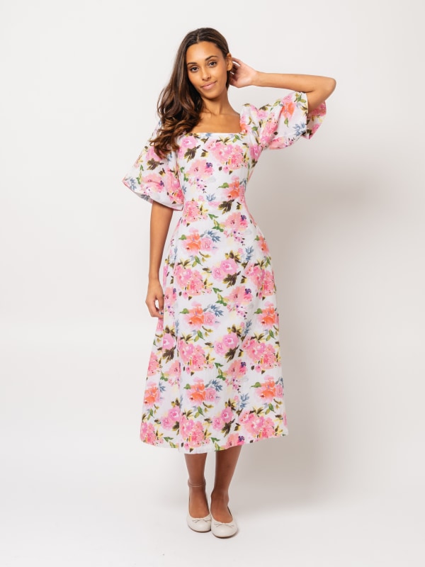 Eva Linen Midi Dress Pink peony