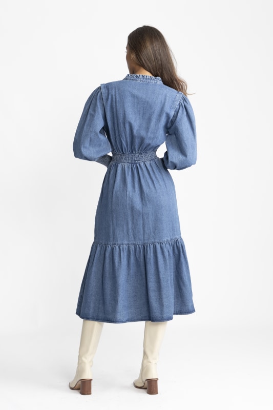 Evina Denim Midi Blue