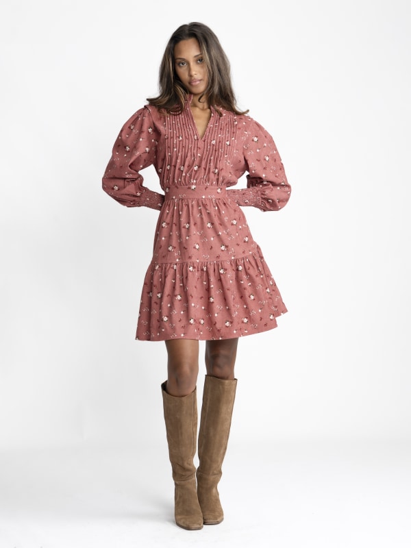 Evina Cord Print Dress Pink