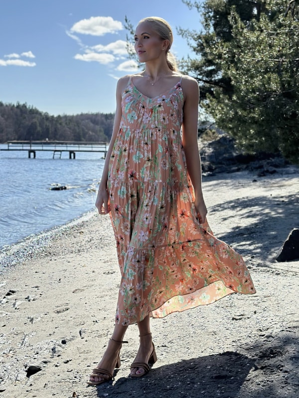 Jolanta Strap Dress Cream Print