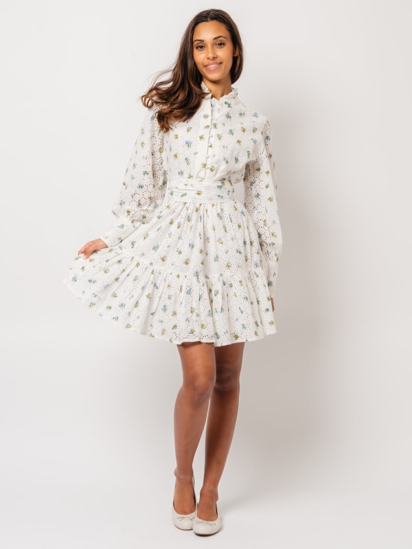 Liv Broderie Dress White