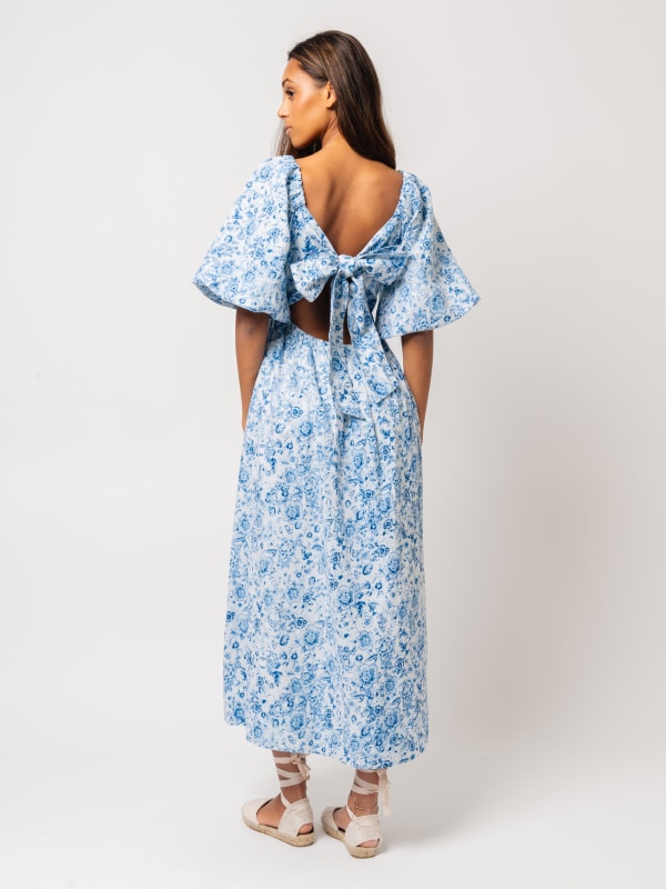 Eva Linen Midi Dress Blue glaze