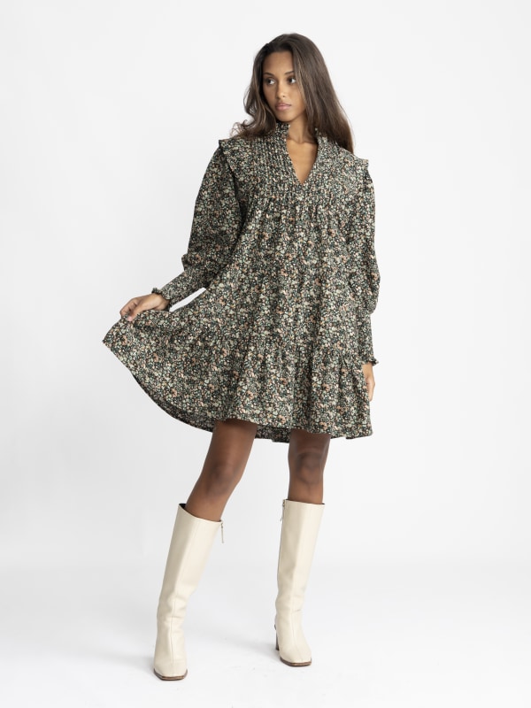 Embla Cord Print Dress Green