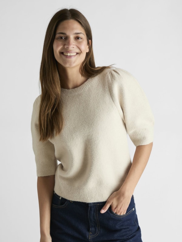 Martha Bow Knit Tee Ivory