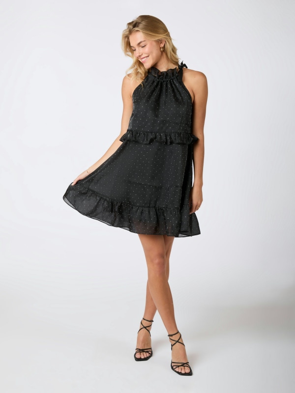 Rida Bedazzled Dress Black