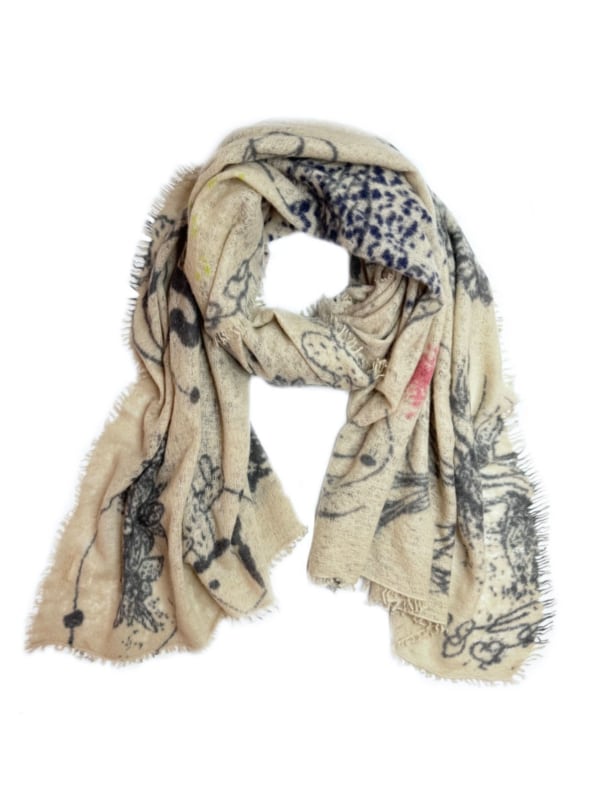 Inked Scarf Beige/Lilac