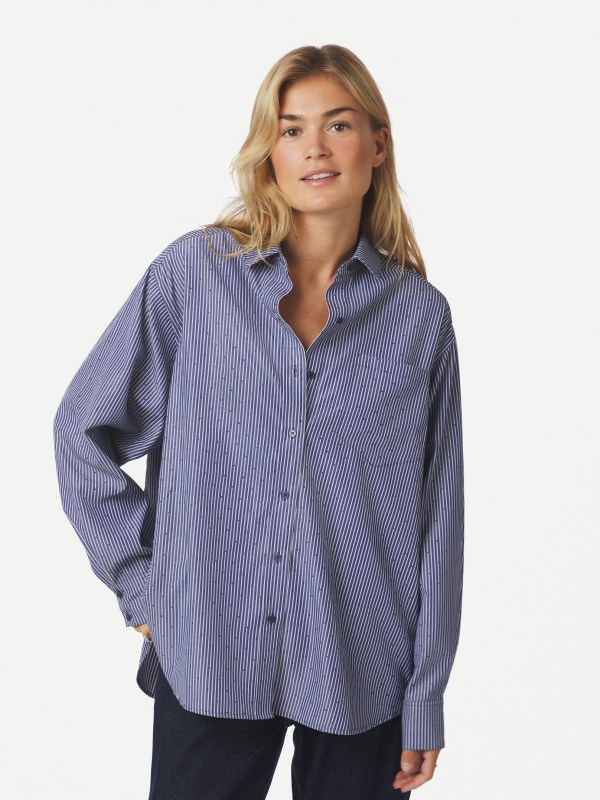 Dalma B Stripe Stone Shirt Midnight Blue