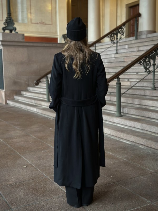 Ann Long Cashmere Coat Black