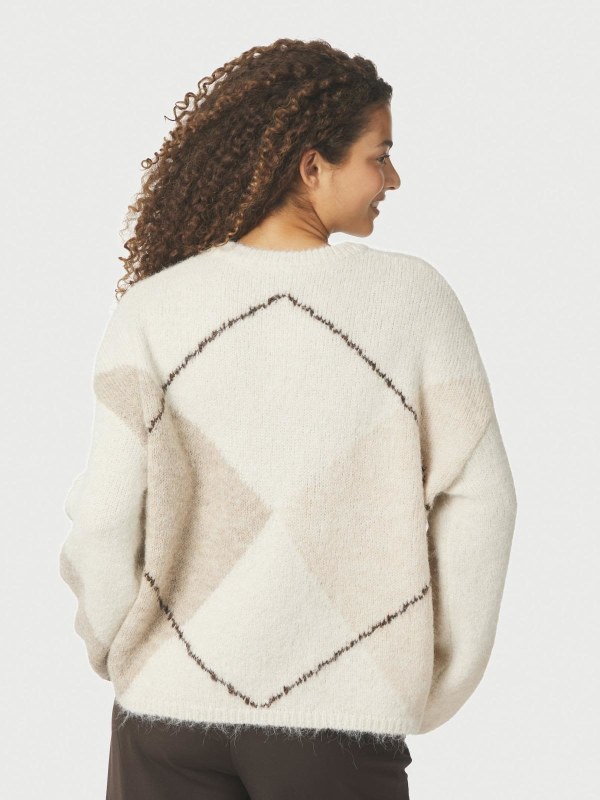 Inga Check Fluff Knit Blouse Creme