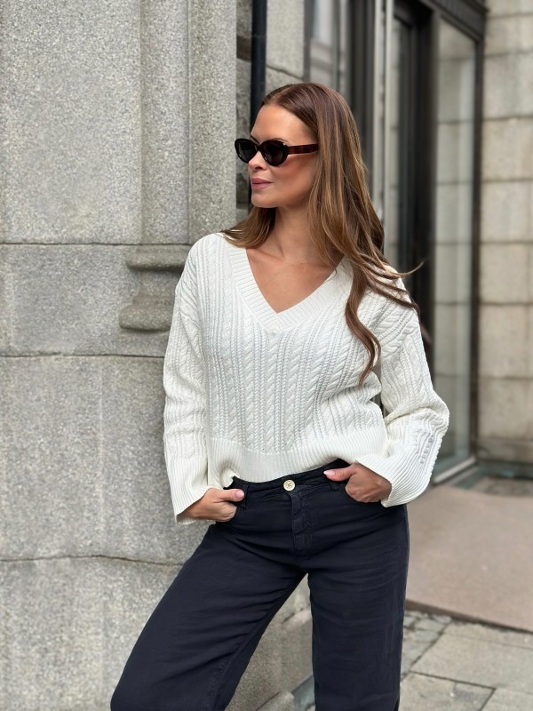 Cathrine Cotton Cable Sweater Cream