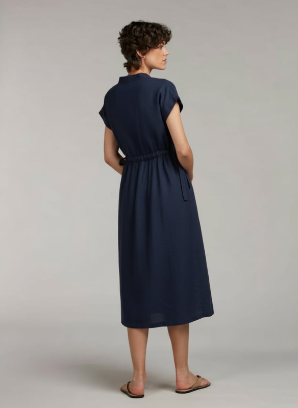 Lana Dress, V-neck wrap Navy