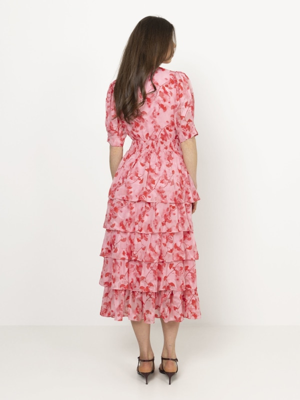 Jade Goddess Midi Dress Pink/Red