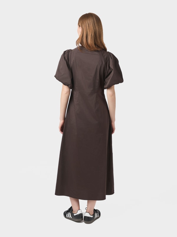 Illana Poplin Dress Chocolate Brown
