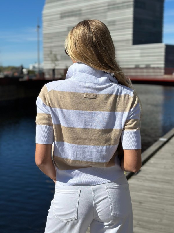 Borgny Linen Knit Top Sand/White