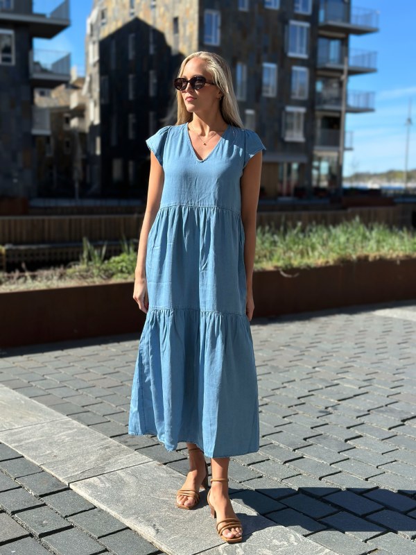 RORA 3 DRESS Mid Blue Denim