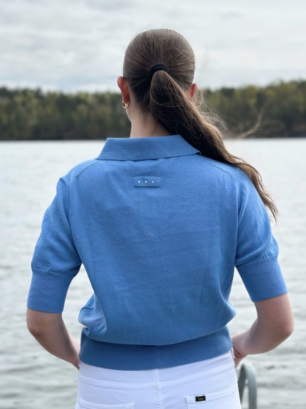 Borgny Linen Knit Top Light Blue