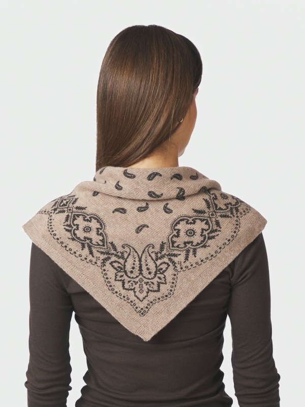 Adelina Paisley Knit Scarf Beige Melange
