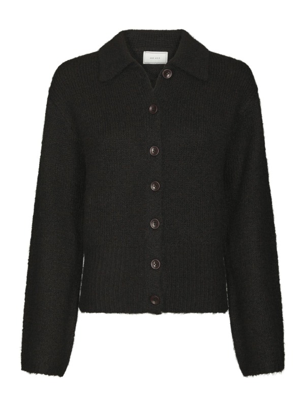 Ramera Fluffy Knit Cardigan Dark Brown